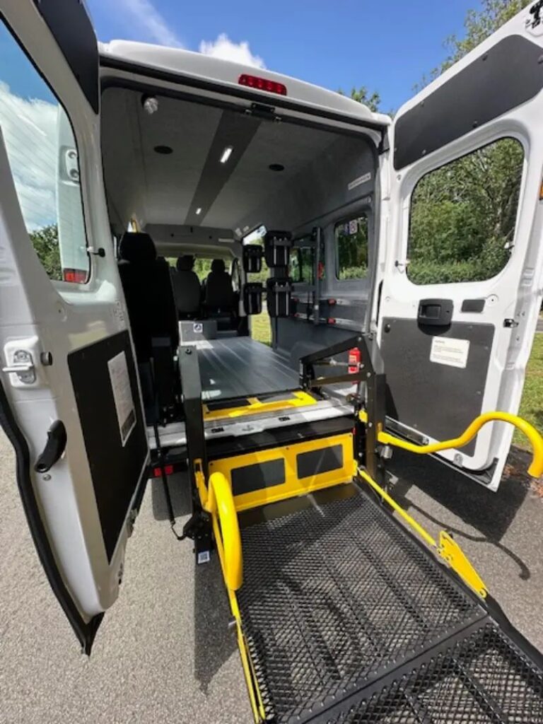 Wheelchair accessible taxi with tail-lift
